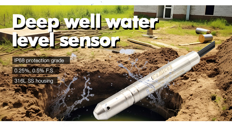 Deep well water level sensor