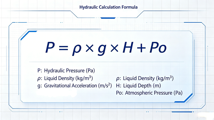P = ρ × g × H + Po